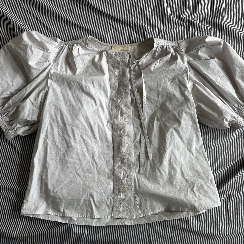CLEARANCE: Ulla Johnson Top with floral pattern and bow-- European Size 10/US 6 - Picture 2 of 6